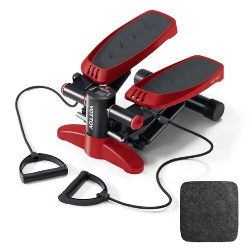 Mini Stepper with Resistance Bands and LCD Monitor for Fitness and Exercise