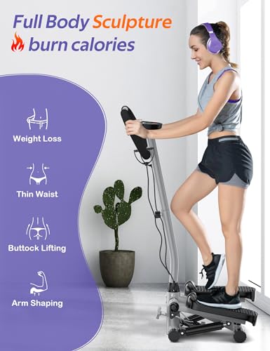Adjustable Mini Stepper with Resistance Band for Home Workout (330lbs Capacity)