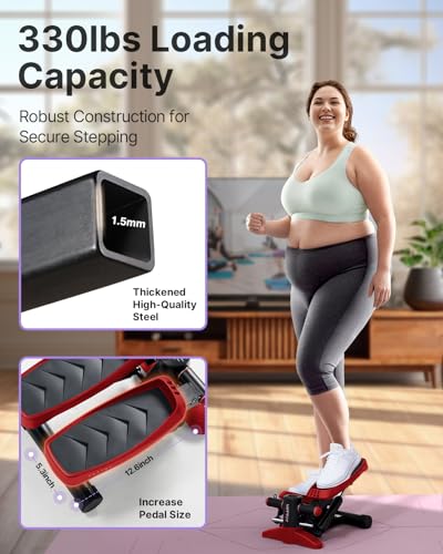 Mini Stepper with Resistance Bands and LCD Monitor for Fitness and Exercise