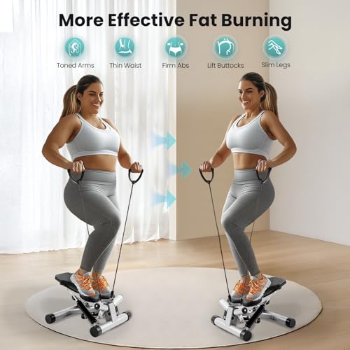 OLIXIS Mini Stair Stepper with LCD, Home Workout Machine & Resistance Bands