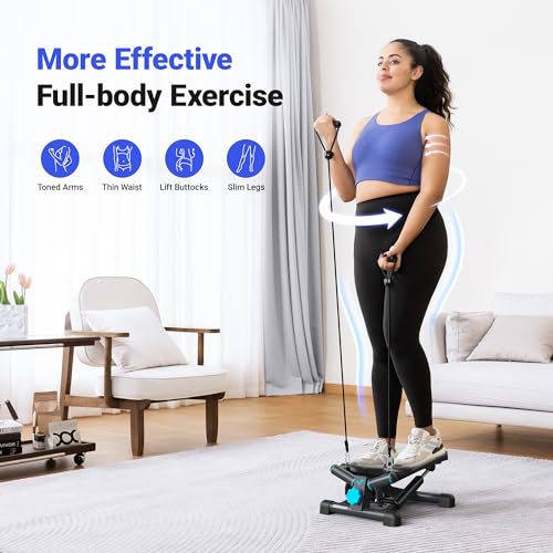 MERACH Mini Stepper with Resistance Bands - Full Body Home Workout (330 LBS Capacity)