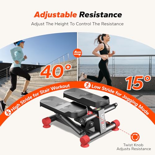 Hydraulic Home Desk Stepper with LCD & Resistance Bands, 330LBS Capacity